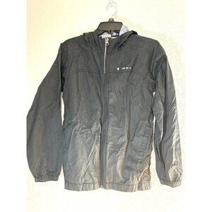 Columbia Womens Windbreaker Hoodie Full Zip Black Logo partially Removed Size L